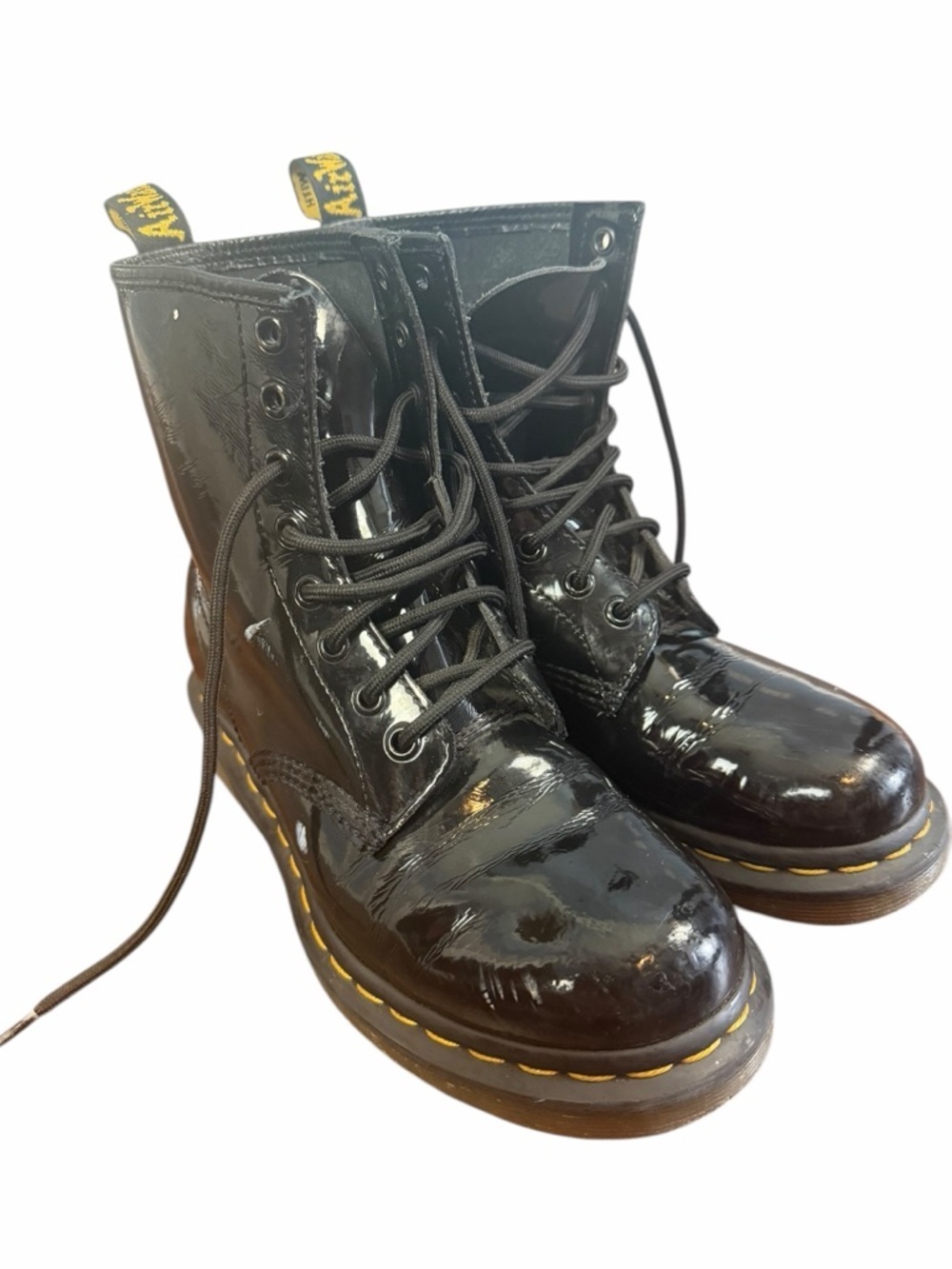 Dr. Martens 1460 Patent Leather Lace Up Boots in Black